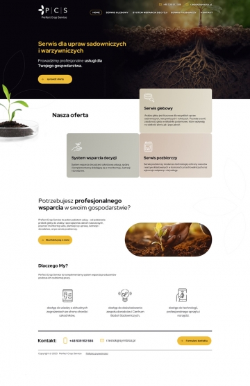 Projekt i tworzenie strony dla Perfect Crop Service